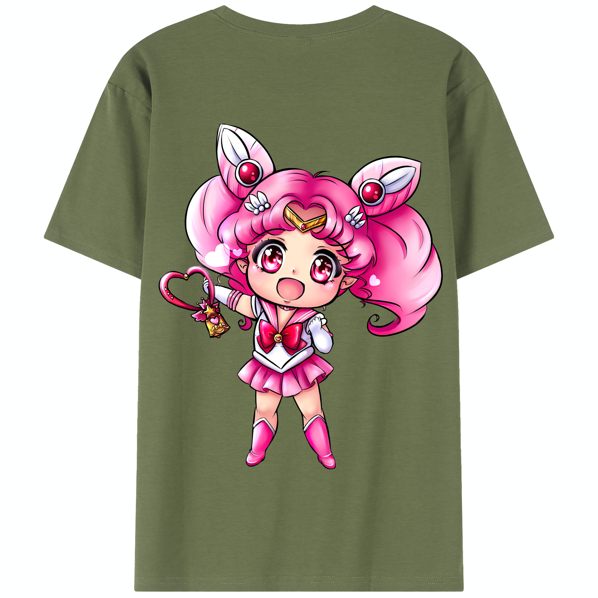 （画像用） 美少女戦士セーラームーン ちびうさ Sailor Moon Chibiusa Tsukino Usagi Small Lady Serenity 綿100％半袖Tシャツ（背面プリント）
